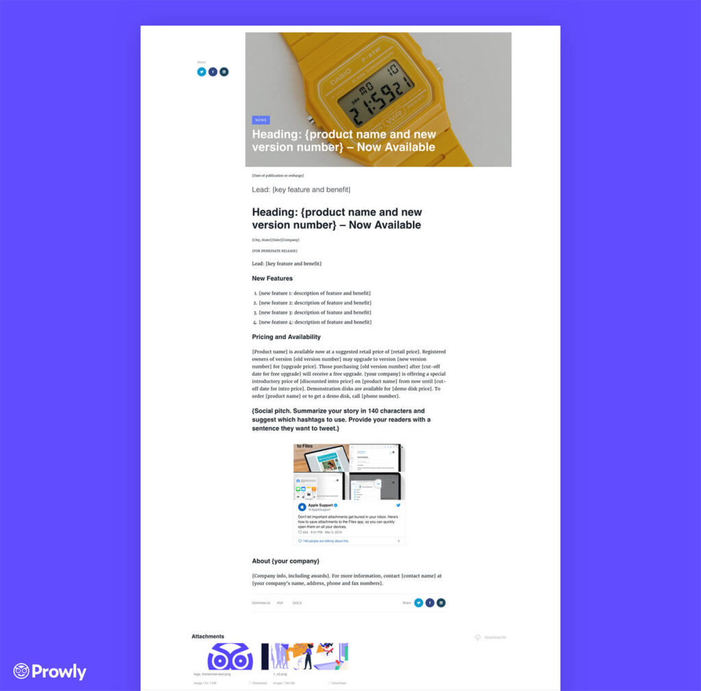 Product Update Press Release Template