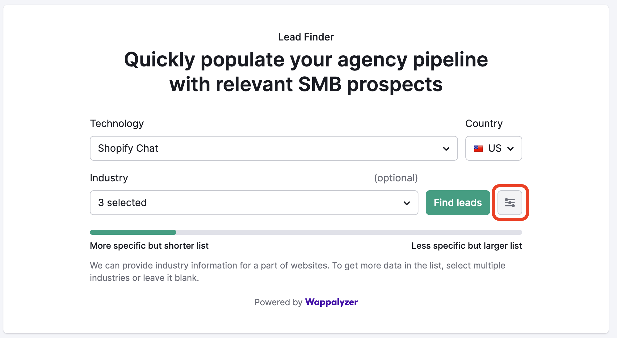 Lead list parameters